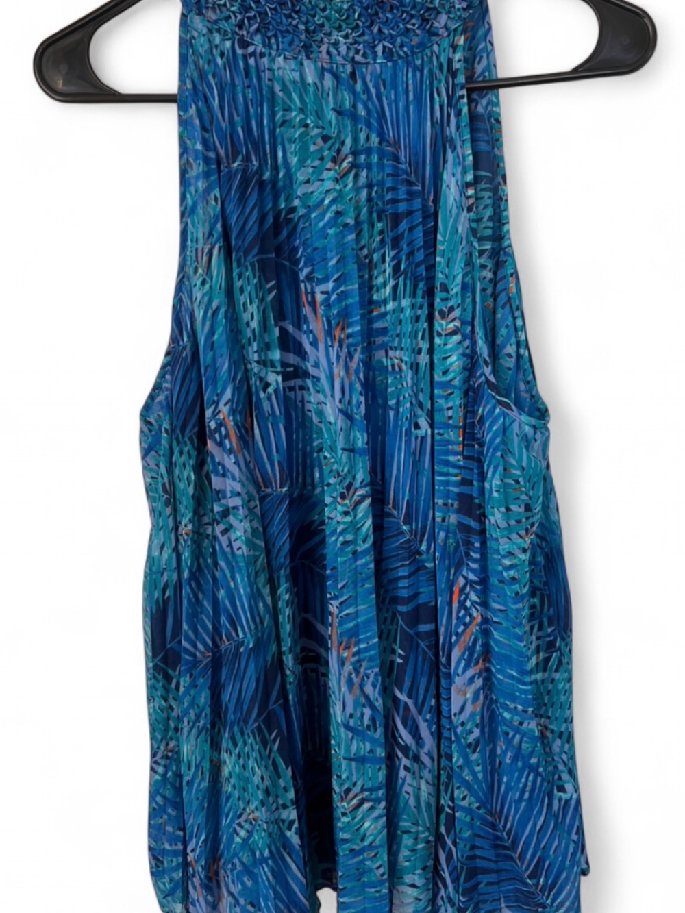Blue Tropical Print Sleeveless Tank
